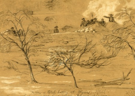 Portion of Rebel battery at Wynns Mill. The gun which wounded Lieut. Wagner. Topographical