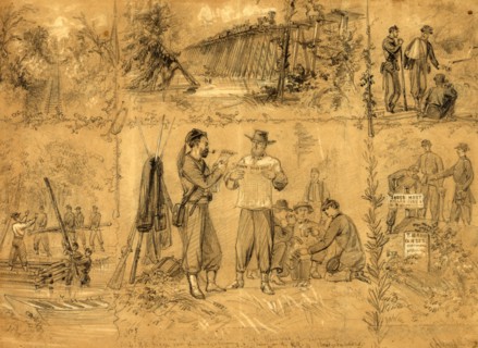 Scenes near Richmond, 1862 ca. July, drawing, 1862-1865, by Alfred R Waud, 1828-1891, an american