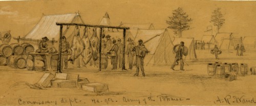 Commissary dept. Hd.qts. Army of the Potomac, 1863 March, drawing on tan paper pencil and Chinese