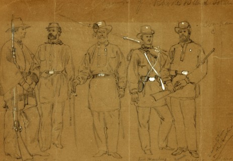 Group of Rhode Island Soldiers. Company C, 1861 ca. April-August, drawing, 1862-1865, by Alfred R