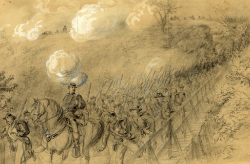 N.Y. 14th Heavy Artillery crossing Chesterfield bridge on the North Anna under a heavy artillery