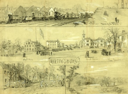 Martinsburg, 1864 ca. December 3, drawing on light green paper pencil and Chinese white, 23.5 x 32