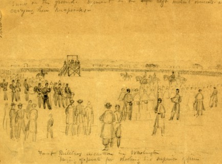 First military execution in Washington; hanging of a private for shooting his superior officer,