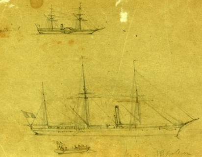 Cattena? and Jerome Napoleon, between 1860 and 1865, drawing on green paper pencil, 16.9 x 22.6 cm.