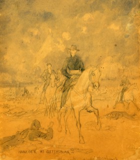 Hancock at Gettysburg, 1863 July 1-3, drawing, 1862-1865, by Alfred R Waud, 1828-1891, an american