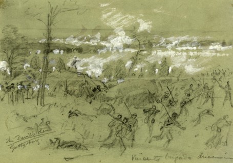 The Devil's Den Gettysburg, drawing, 1862-1865, by Alfred R Waud, 1828-1891, an american artist