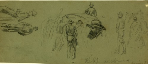 Rebs prisoners, drawing, 1862-1865, by Alfred R Waud, 1828-1891, an american artist famous for his