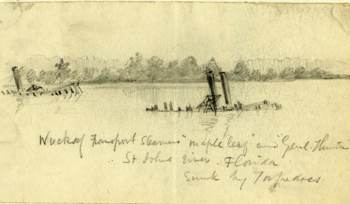 Wreck of Transport Steamers Maple leaf and Genl. Hunter, St. Johns river, Florida, Sunk by
