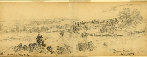 Dumfries, Va., June 1863, drawing, 1862-1865, by Alfred R Waud, 1828-1891, an american artist