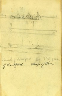 Launch of Hartford, Sloop of War, drawing, 1862-1865, by Alfred R Waud, 1828-1891, an american