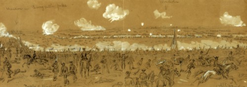 Battle of Winchester, drawing, 1862-1865, by Alfred R Waud, 1828-1891, an american artist famous