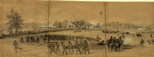 Dowdalls Tavern Howards Hd.-Qtrs, drawing, 1862-1865, by Alfred R Waud, 1828-1891, an american