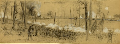 Grant's Great Campaign, Last fight of the Pennsylvania Reserves, drawing, 1862-1865, by Alfred R