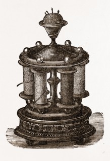 STAND FOR. REEL-WINDERS AND PINCUSHION, NEEDLEWORK, 19th CENTURY EMBROIDERY