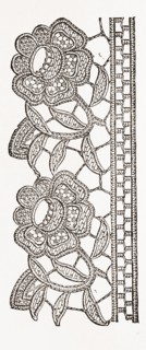 LACE EDGING FOR WASHING MATERIALS, NEEDLEWORK, 19th CENTURY EMBROIDERY