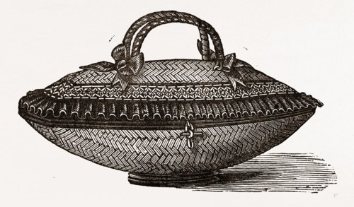 WORK-BASKET OF FANCY STRAW, 19th CENTURY