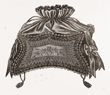 ORNAMENTAL WORK-BAG, NEEDLEWORK, 19th CENTURY EMBROIDERY