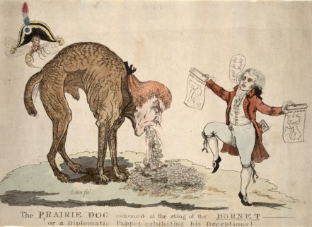 The prairie dog sickened at the sting of the hornet or a diplomatic puppet exhibiting his