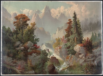 Cascade in the Rocky Mountains; Cincinnati : Gibson & Co., 1879.; 1 print : chromolithograph ; 33