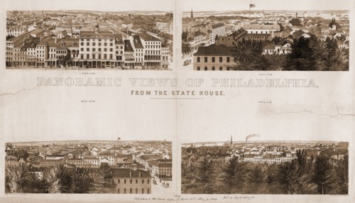 Panoramic views of Philadelphia, from the state house / drawn from nature by E. Whitefield.; W.