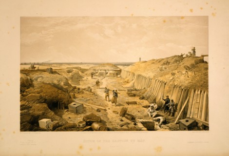 Ditch of the Bastion du MÃ¢t / W. Simpson del. ; E. Walker lith. ; Day & Son, Lithrs. to the Queen