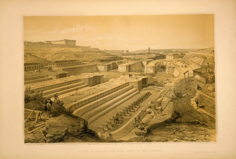 Docks at Sebastopol with ruins of Fort St. Paul / W. Simpson del. ; E. Walker lith. ; Day & Son,