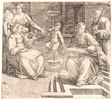 Giacomo Francia (aka Jacopo Francia) (Italian, ca. 1486 - 1557). The Holy Family, with St.