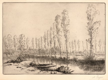 Alphonse Legros (French, 1837 - 1911). PrÃ¨s d'Amiens: Les TourbiÃ¨res. Drypoint.