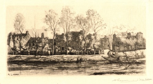 Auguste Louis LepÃ¨re (French, 1849 - 1918). Bords de la Somme, Amiens, 1907. Etching.