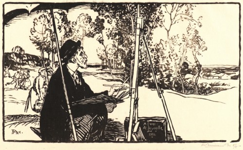 Auguste Louis LepÃ¨re (French, 1849 - 1918). The Landscape Painter (Le paysagiste), 1912. Woodcut