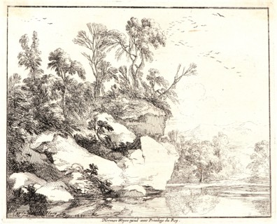 Laurent de La Hyre (French, 1606 - 1656). The Covered Rocks (Les Rochers Couverts), 1640. Etching.