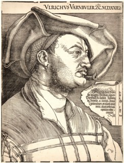 Albrecht DÃ¼rer (German, 1471-1528). Portrait of Ulrich VarnbÃ¼hler, 1522. Woodcut. Second of two