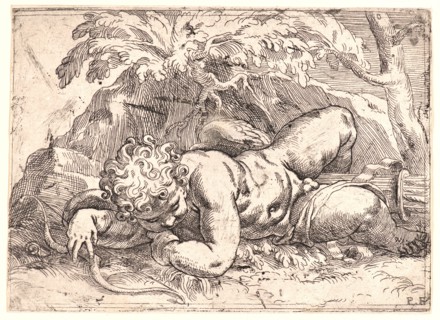 Paolo Farinati (Italian, 1524 - 1606). Cupid. Etching.