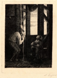 Alphonse Legros (French, 1837 - 1911). The Bell Ringers, 1868. Etching.