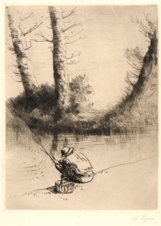 Alphonse Legros (French, 1837 - 1911). PÃªcheur Ã  la Ligne, ca. 1877-1878. Etching. Second state.