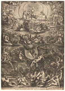 After a design by Martino Rota (Italian, ca. 1520 - 1583). The Last Judgement, 1576. Engraving.