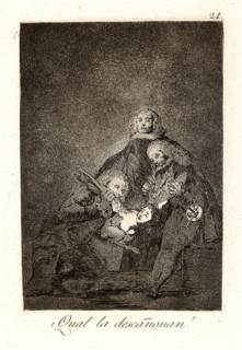 Francisco de Goya (Spanish, 1746-1828). Â¡Qual la descaÃ±onan! (How they pluck her!), 1796-1797.
