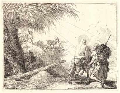 Giovanni Domenico Tiepolo (Italian, 1727 - 1804). The Flight, Holy Family at the Right, Joseph