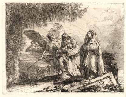 Giovanni Domenico Tiepolo (Italian, 1727 - 1804). The Flight, Holy Family Walking with Angel,