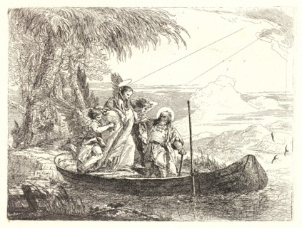 Giovanni Domenico Tiepolo (Italian, 1727 - 1804). The Madonna, Child and Angels Entering the Boat,