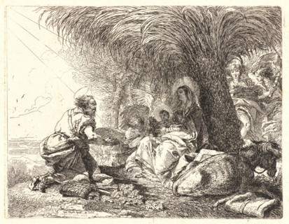 Giovanni Domenico Tiepolo (Italian, 1727 - 1804). The Rest on the Flight with Joseph in Adoration,