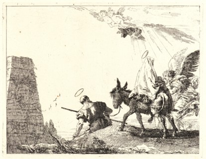 Giovanni Domenico Tiepolo (Italian, 1727 - 1804). The Flight with Obelisk at the Left, 1750-1753.
