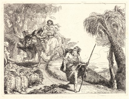 Giovanni Domenico Tiepolo (Italian, 1727 - 1804). The Flight with Joseph in the Foreground, 1752.