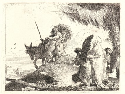 Giovanni Domenico Tiepolo (Italian, 1727 - 1804). The Flight, with Madonna at Right Supported by