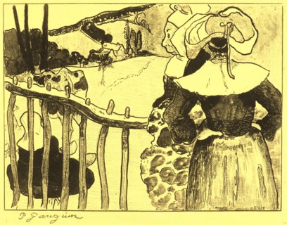 Paul Gauguin (French, 1848 - 1903). Breton Women at a Fence (Bretonnes Ã  la BarriÃ¨re), 1889.
