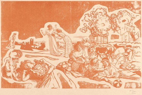 Auguste Louis LepÃ¨re (French, 1849 - 1918). Bucolique Moderne, 1901. Color woodcut on wove paper.