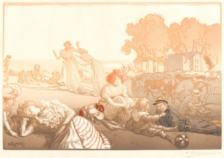 Auguste Louis LepÃ¨re (French, 1849 - 1918). Bucolique Moderne, 1901. Color woodcut on Asian paper.