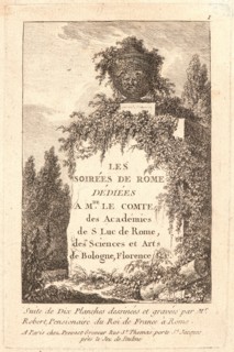 Hubert Robert (French, 1733 - 1808). Title page, 1763-1764. From Evenings in Rome (Les Soirées de