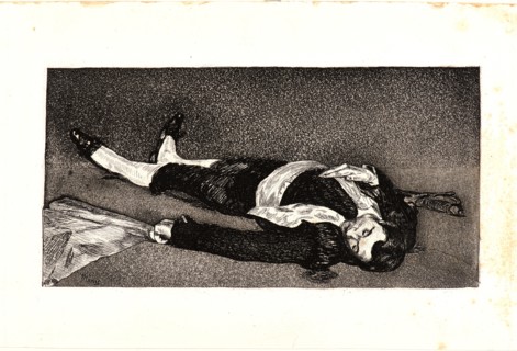 Ãâdouard Manet (French, 1832 - 1883). The Dead Toreador (Le torero mort), 1864. Etching on leaf