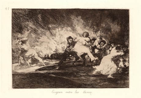 Francisco de Goya (Spanish, 1746-1828). They Escape through the Flames (Escapan entre las Llamas),